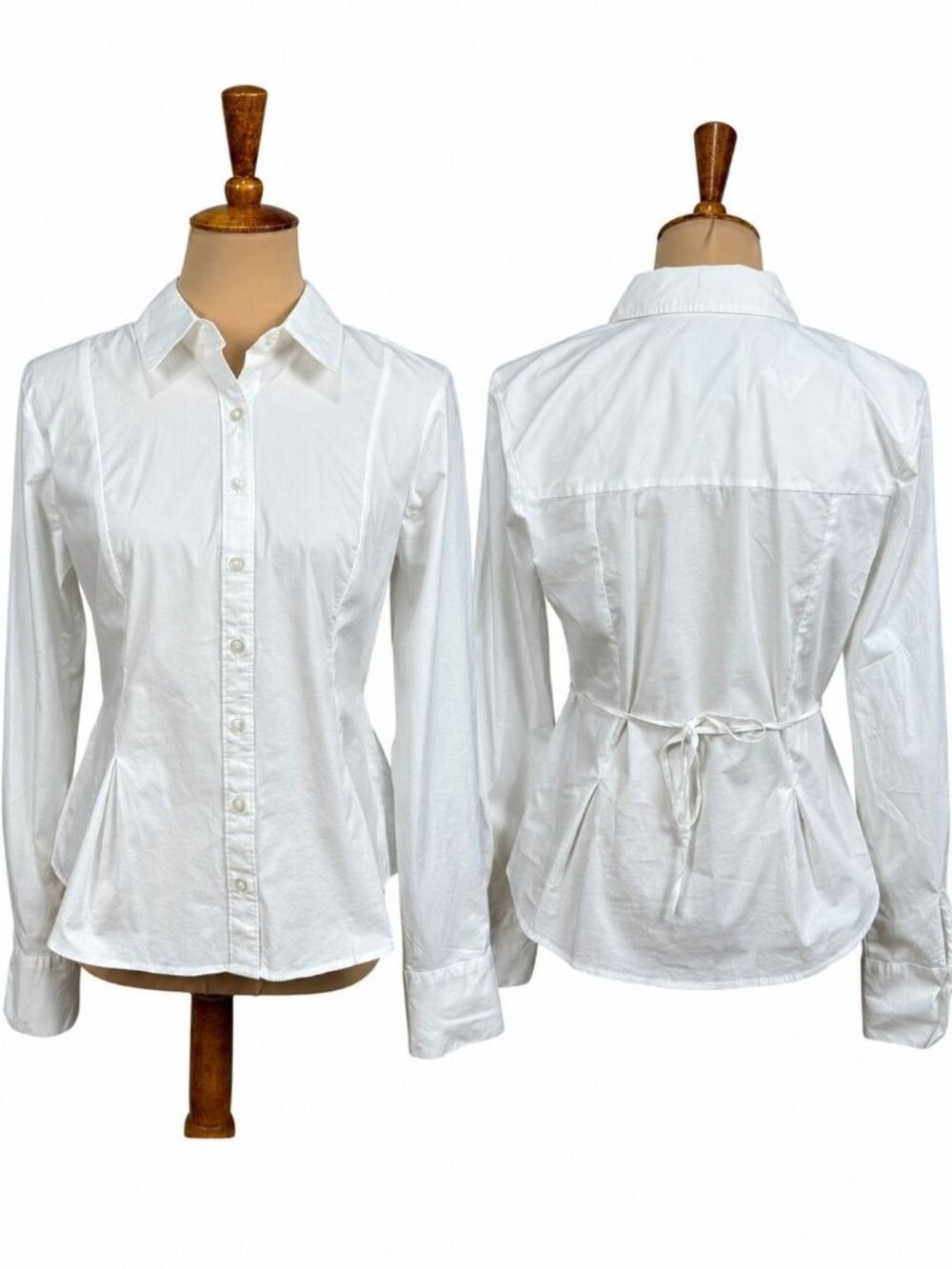 Abercrombie & Fitch White Fitted Button Down Blouse Women's M NWT Tie Back